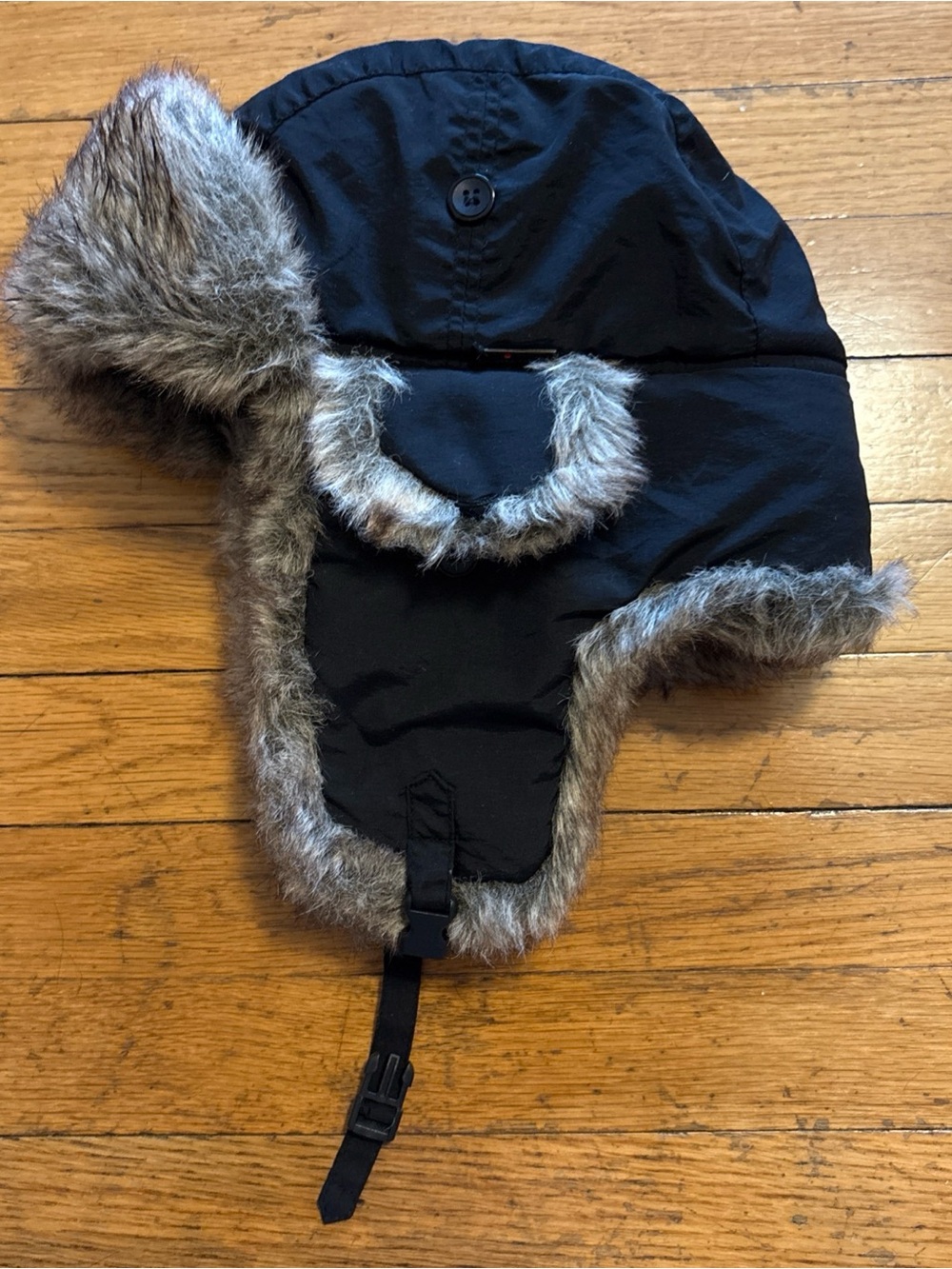 Wigens Faux Fur Aviator Trapper Hat Sz 57 ear flaps Black